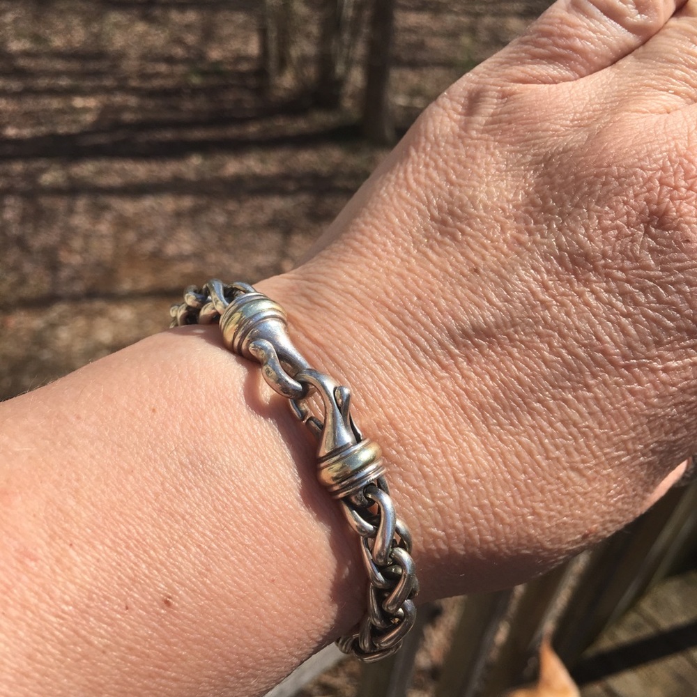 David Yurman Wheat chain bracelet sterling silver & gold.